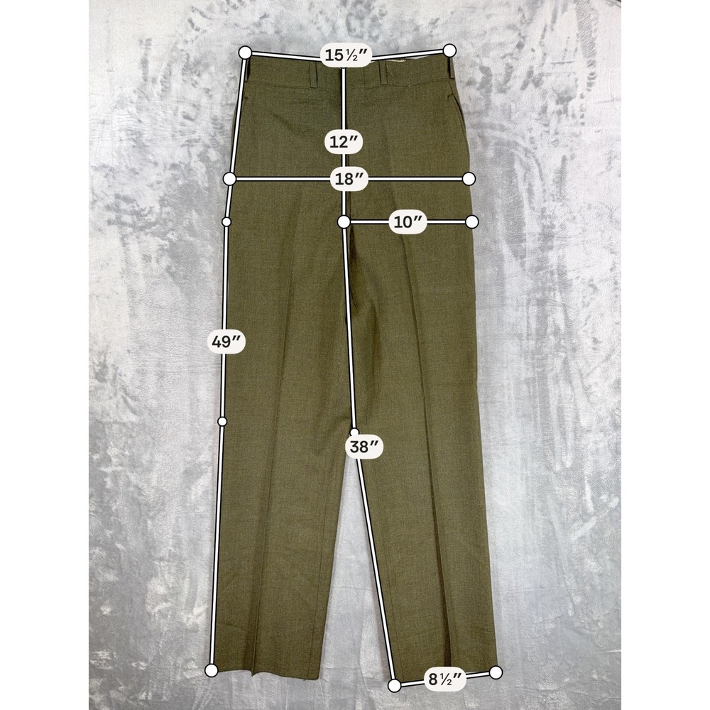Vintage US Army Wool Serge Trousers Men's 32x36 Green Type II Stein-Way 1968 - Picture 5 of 6